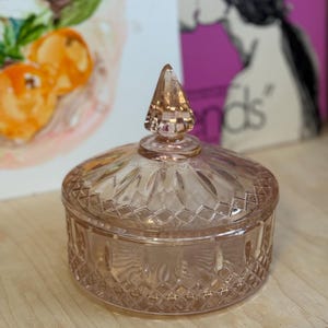 Vintage Indiana Pink Depression Glass Candy Dish with Lid