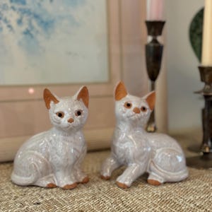 Vintage Red Clay Cat Figurines