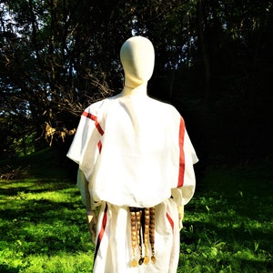 Ancient roman linen tunica with clavi, reenactnent, antiquity