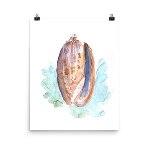 Watercolor Purple Blue Seashell Painting Print