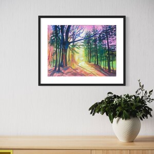 Wandering Through the Woods Vibrant Colorful Painting Art Print