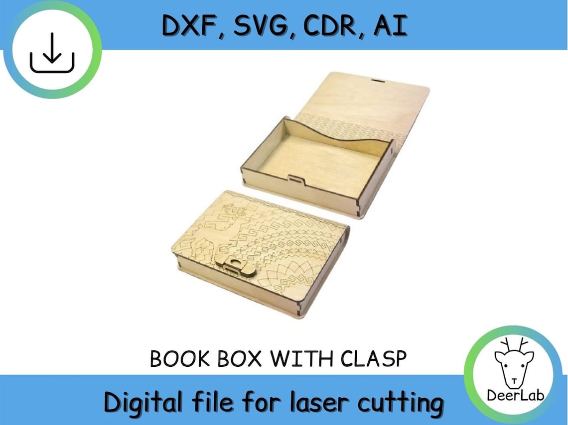 Book Box Laser Cut Fileslaser Cut Templatelaser Cut Etsy