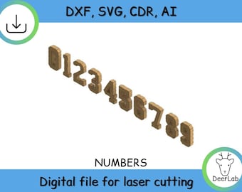 3D Numbers - project for laser cut - cnc files (DXF / SVG / Ai /CDR) Vector - Digital Instant Download