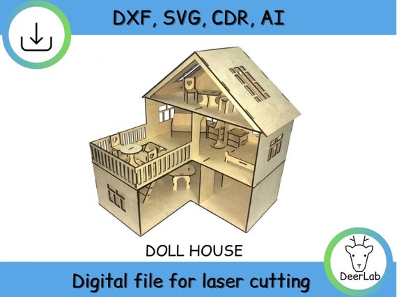 Download Doll House Barbie Handmade Laser Cut Files Vector Dxf Files Etsy