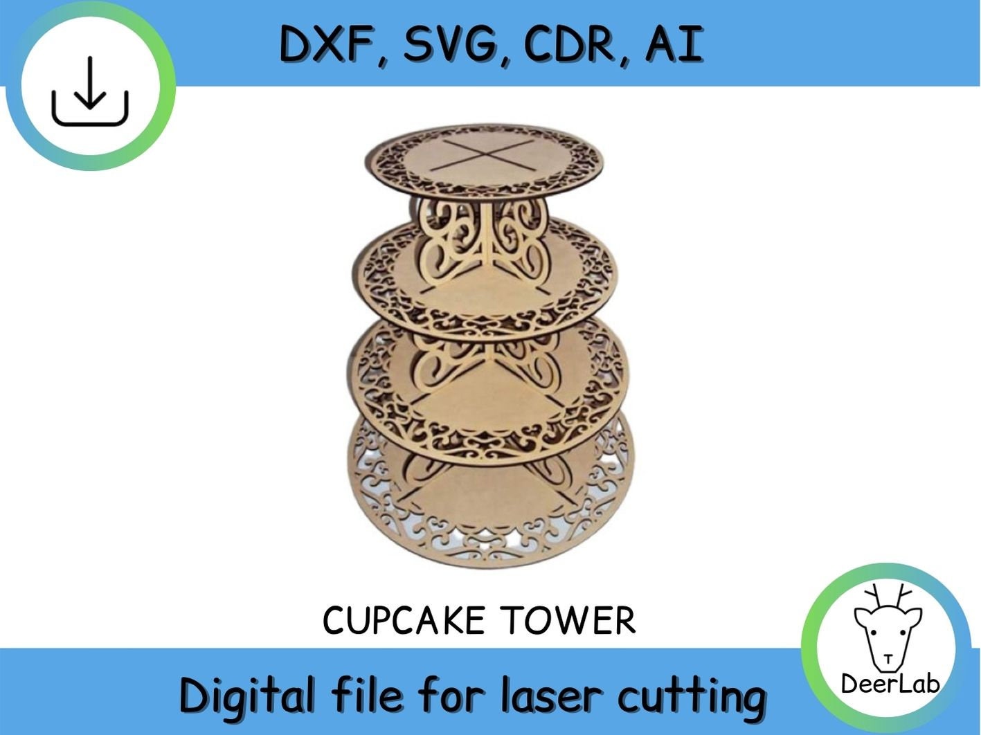 Cupcake Stand Laser Cut Files laser cut template Vector for Etsy