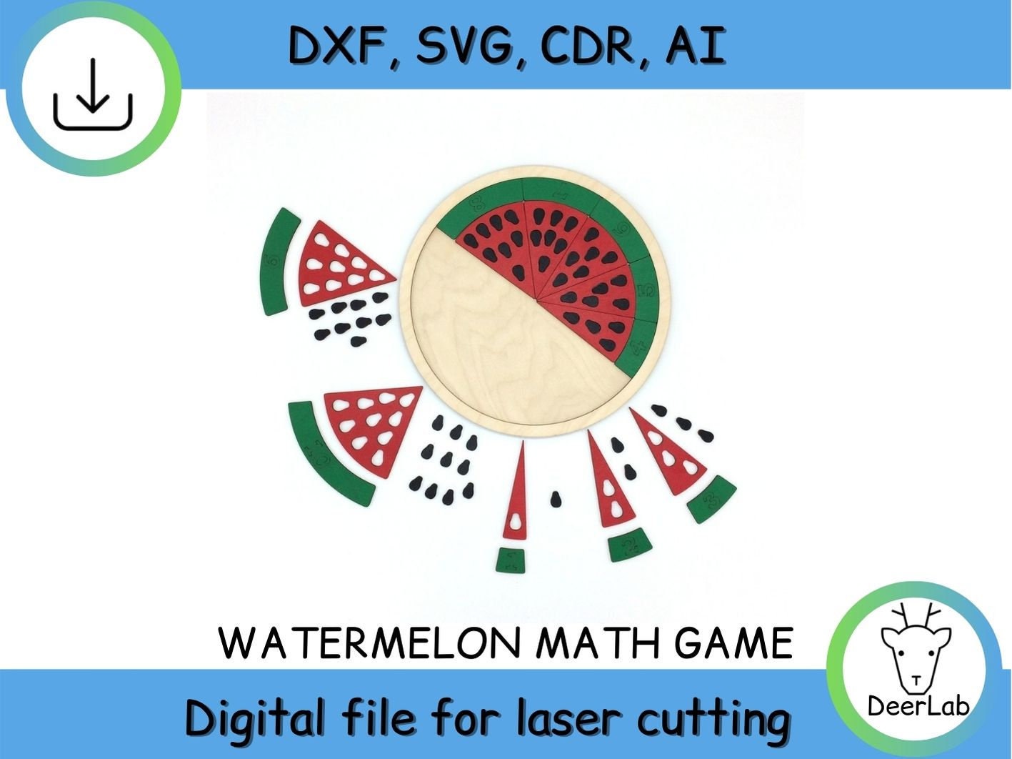 Watermelon Math Game Educational Toy For Kids Cnc file Etsy