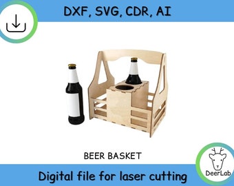 Beer basket laser files glowforge svg cut file beer holder dxf files for laser cut basket pattern cnc plan beer basket , laser engraved svg