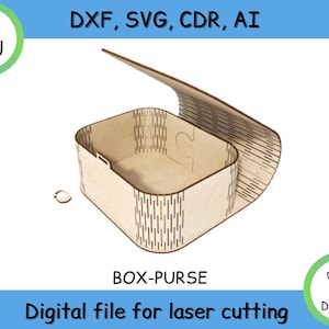 Monedero de caja de madera, archivo Cnc, vector dxf, cdr,svg para CNC, archivo vectorial, arte vectorial digital, cnc, descarga instantánea