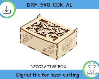 Decorative Box with Lid, laser cut files, laser cut template, laser cut vector, cnc files, cnc vector, laser cut template,laser cut files