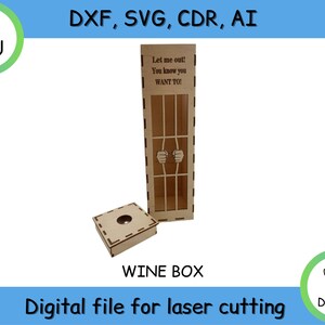 Jailed Wine/Whiskey *3mm Box Digital File... SVG-Dxf-Ai-CDR Immediate Download -Laser Cut File vectors file, instant download