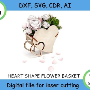 Heart box cnc, flower box svg, laser cut box template dxf files stash box for men wood box cnc files laser cut, gift box, wedding photo box