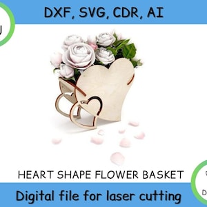 Herz Box CNC, Blumenbox SVG, Laser cut Box Schablone dxf Dateien Stash Box für Männer Holz box CNC Dateien Laser cut, Geschenkbox, Hochzeit Fotobox