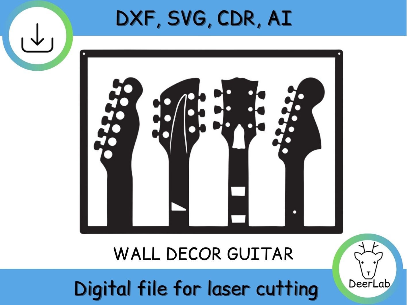 Wall decor guitars Guitars laser cut svg dxf files wall art Etsy