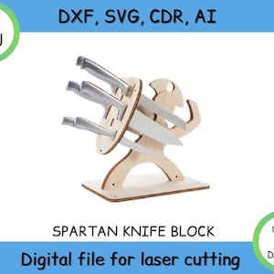 Spartan Knife Block Holder,Knife Stand,Laser cut files dxf svg, vector files Instant download, cnc pattern cut, laser cut, 3D kitchen decor