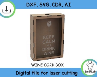 Wood Beer cork box and Wine cork box, cdr, ai,svg, DXF files for Laser Cut and cnc, CDR, laser cut files, vector files, instant download