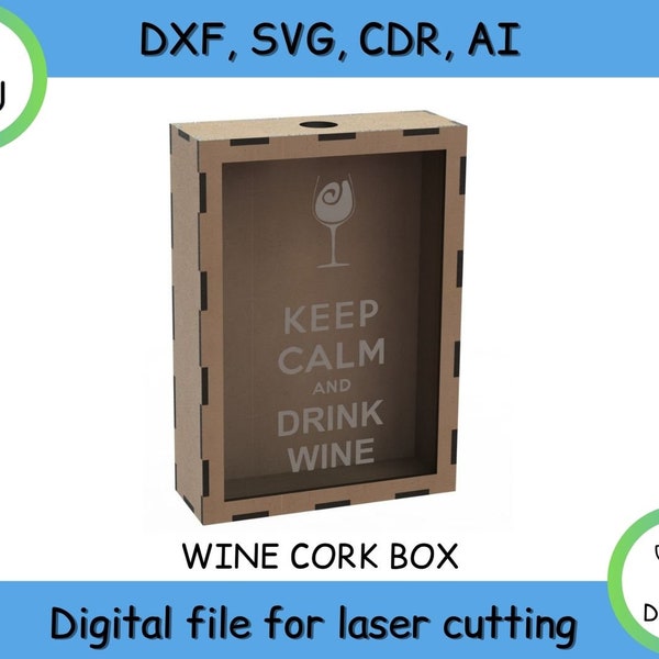 Wood Beer cork box and Wine cork box, cdr, ai,svg, DXF files for Laser Cut and cnc, CDR, laser cut files, vector files, instant download