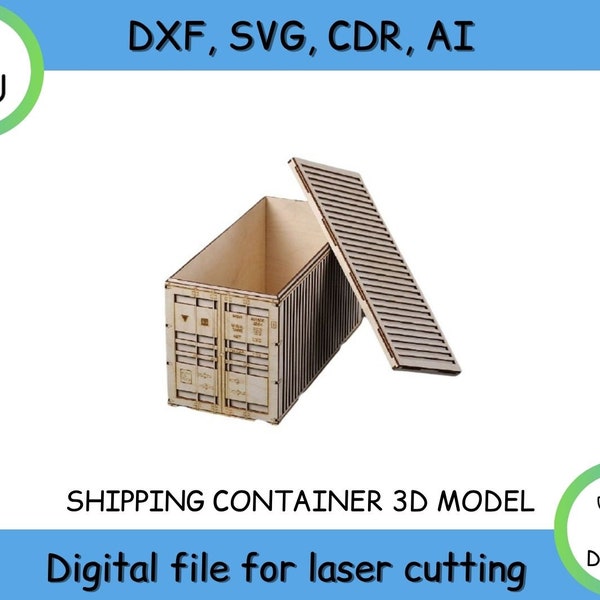 Verzending Container Lasergesneden bestanden SVG DXF CDR vectorplannen, cnc-patroon, cnc-cut, lasercut, instan download