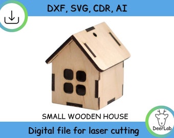 Small house, Laser cut SVG DXF CDR Ai, cnc plans, wooden puzzle, laser machine, laser cut, cnc cut files, vector plans, instant download