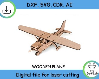 Air Plane Houten 3D Puzzel Speelgoed, Laser Cut, CNC Cutting, CNC Router, Vector Files, Instant Download, Dxf, Cdr, Ai, Svg, Solid Model