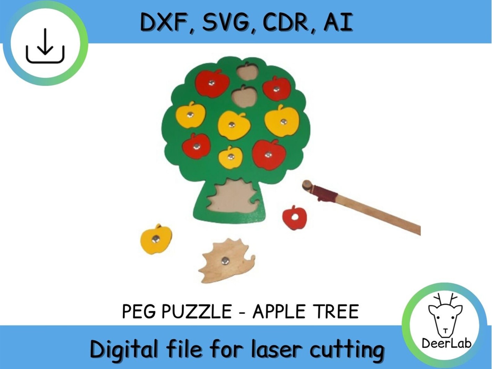 Apple Peg Puzzle Jigsaw Puzzle educational toys laser model | Etsy