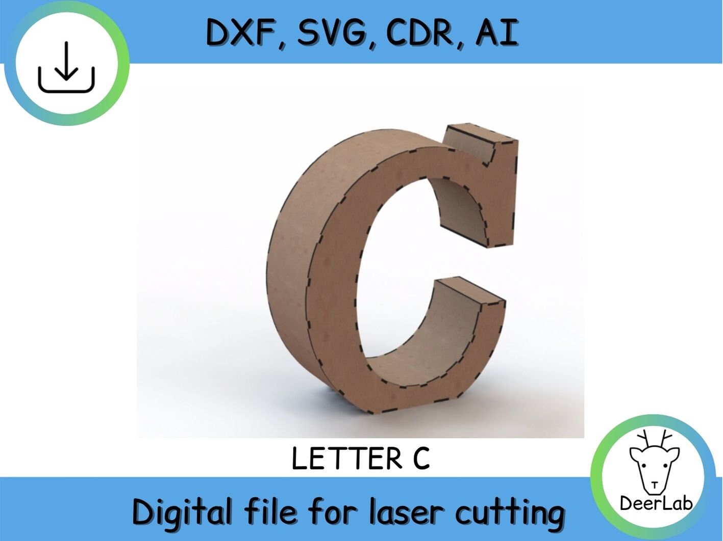 3D Letter C Project for Laser Cut Cnc Files DXF / SVG / Etsy