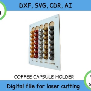 Nespresso Coffee Pod Holder, plantilla vectorial para CNC CDR DXF Ai, accesorio de cocina para sostener cápsulas de café Nespresso, descarga instantánea