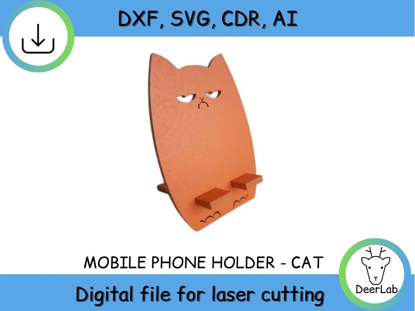 Cat Phone Stand Vector File, Cut Files Svg,dxf,ai,cdr, Cnc Pattern ...