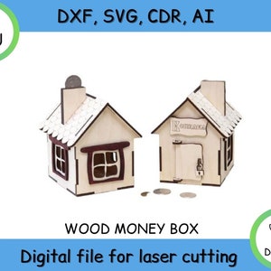 Piggy Bank House. Vector model SVG DXF, cnc wood, woodworking plans, vector models, cnc cut file, dxf project, laser file, svg file