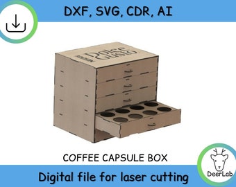 Wooden Coffee Capsule Drawers, Laser Cut, CNC Cutting, CNC Router, Digital, Vector Files, Instant Download, Dxf, Cdr, Svg, Ai
