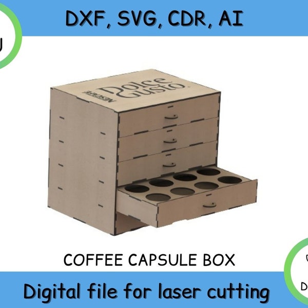 Wooden Coffee Capsule Drawers, Laser Cut, CNC Cutting, CNC Router, Digital, Vector Files, Instant Download, Dxf, Cdr, Svg, Ai