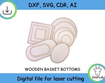 Fond de fichier CNC pour panier au crochet, fond de panier au crochet cdr, base de contreplaqué de bois dxf, bas à tricoter Base de panier au crochet Fichiers découpés au laser