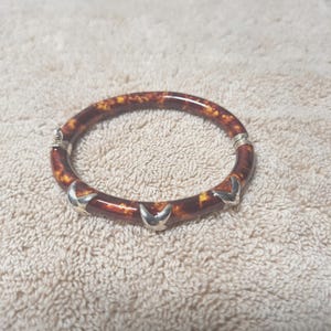 925 sterling silver enameled oval bangle bracelet 7 inches 21 grams made in taly
