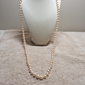 Vintage Monet faux pearl necklace 8 mm 36 inches with signature box insert clasp