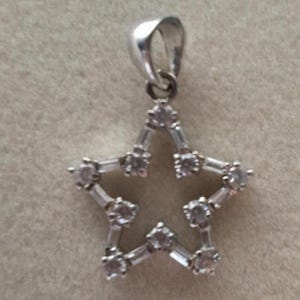 Star pendant charm cubic zirconia sterling silver chain not included