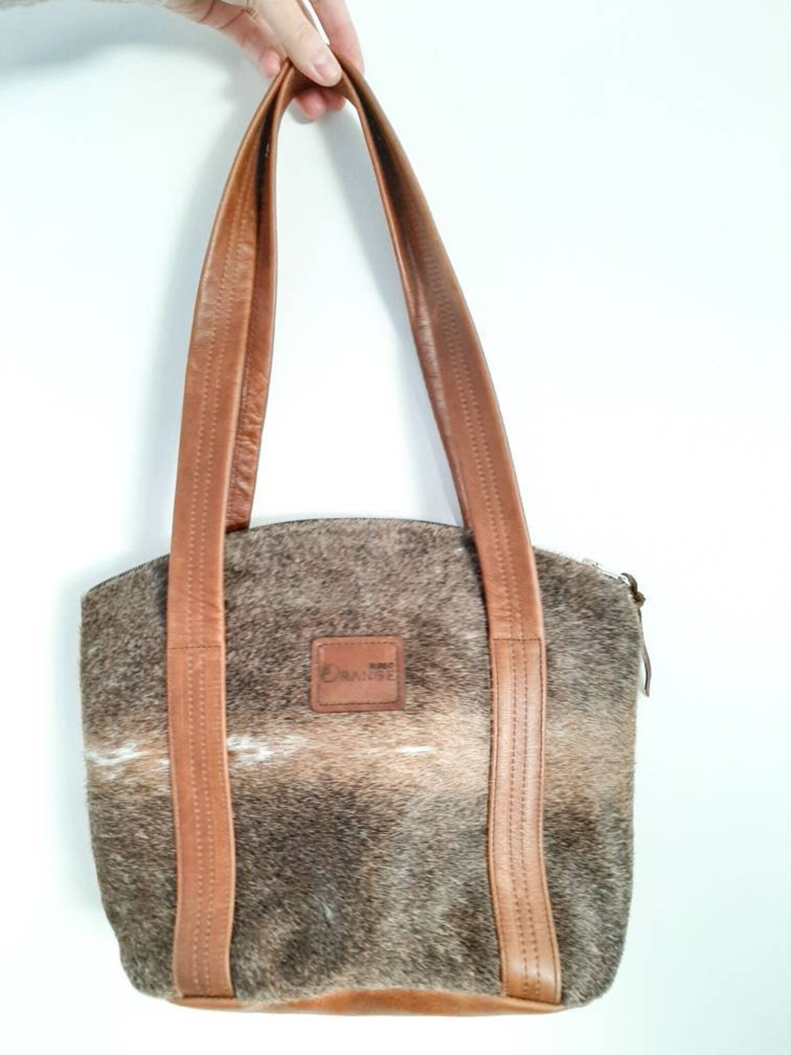 Real cowhide leather purse. Cow hide handbag. Everyday natural Etsy