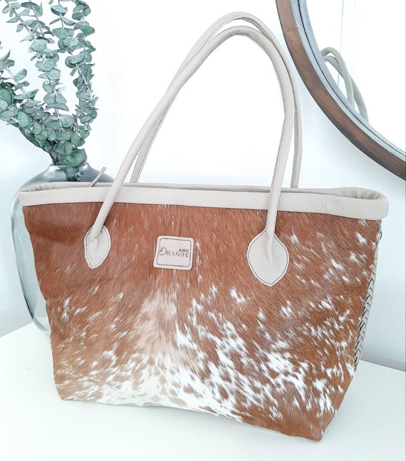 cowhide tote purse