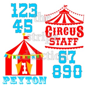 Circus verjaardagsfeestje bundel svg, circustent, circuspersoneel, carnaval svg, shirt, beker en meer, cricut, silhouet, instant download