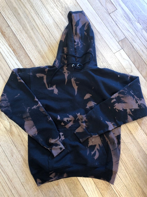 black hoodie bleach tie dye