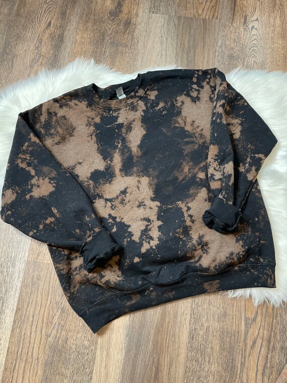 Black Reverse Tie Dye Sweatshirt Bleached Sweatshirt Reverse | Etsy