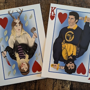 Cartões postais Yellowjackets Coach Ben King of Hearts, Natalie Judge Executioner antler Queen of Hearts baralho de cartas de arte de parede pacote de colecionadores