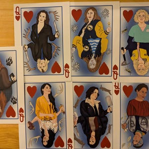 Cartes postales Yellowjackets Nat, Tai, Misty, Shauna, Van, Lottie, Jackie Queen of Hearts, cartes à jouer, art mural, collectionneurs, coffret cadeau reine des bois