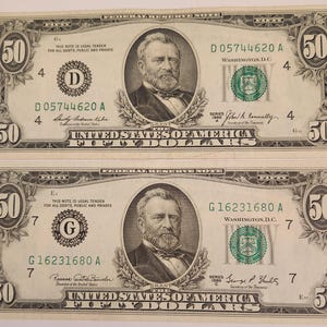 1969 50 Dollar Federal Reserve Note FRN United States Green Seal Series Bill Nice Condition FREE SHIPPING Fifty