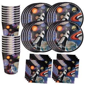 Solar System Outer Space Birthday Party Supplies Set Plates Cups Napkins Tableware Kit for 16 Guests by Parties Can Be Simple