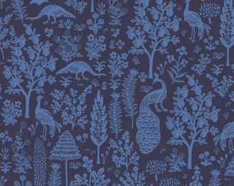 Silhouette Menagerie - Blu marino - Collezione Camont - Rifle Paper Co - 100% cotone