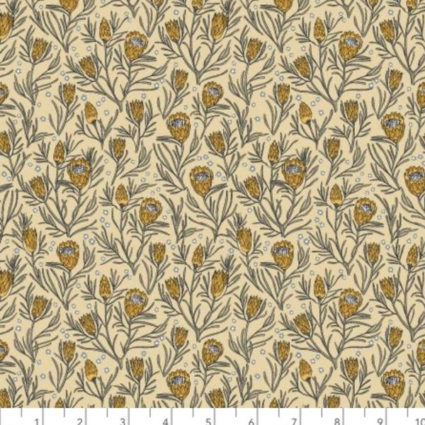 Get Out And Explore - Gemma Earthy Botanics - Yellow Pin Protea Fabric - Cotton + Steel