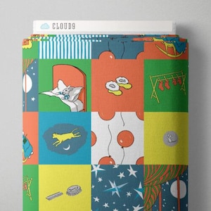 GNM Tossed - Teal - Goodnight Moon - Margaret Wise Brown - Cloud 9 Fabrics - Poplin GNM Tossed - Teal - Goodnight Moon - Margaret Wise Brown - Cloud 9 Fabrics - Poplin