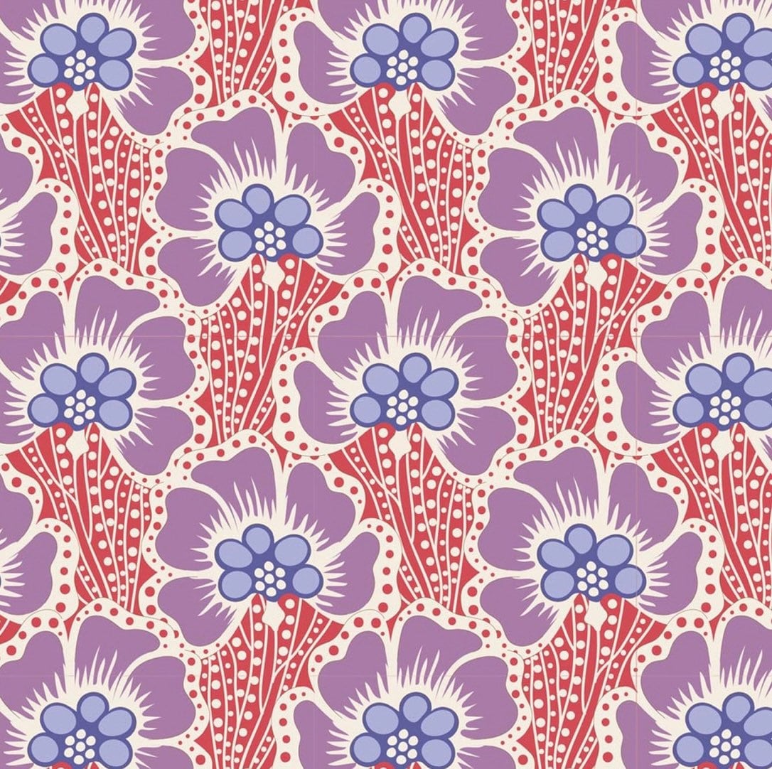Ocean Flower in Coral - Cotton Beach Collection - Tilda Fabrics - 100% Cotton