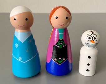 Frozen Princess Peg Doll Set | Elsa | Anna | Olaf