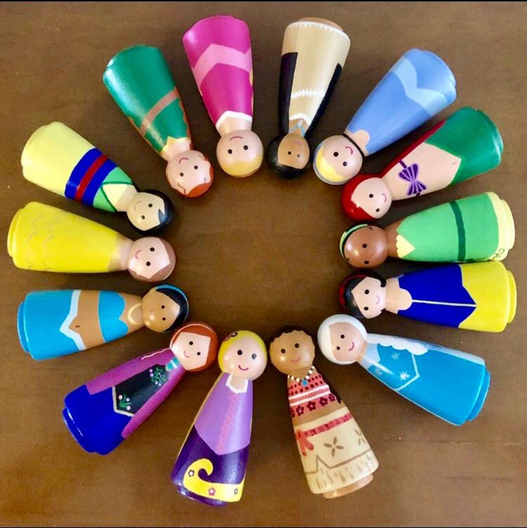 Hand Painted Princess Peg Dolls - Etsy