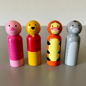 Winnie the Pooh Peg Doll Set | Pooh | Tigger | Piglet | Eeyore